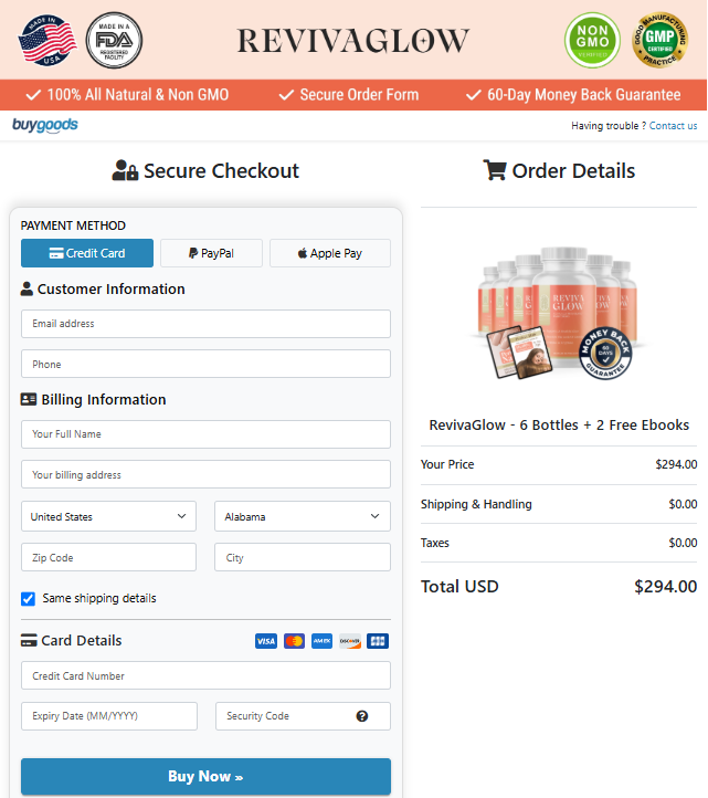 revivaglow-order-page